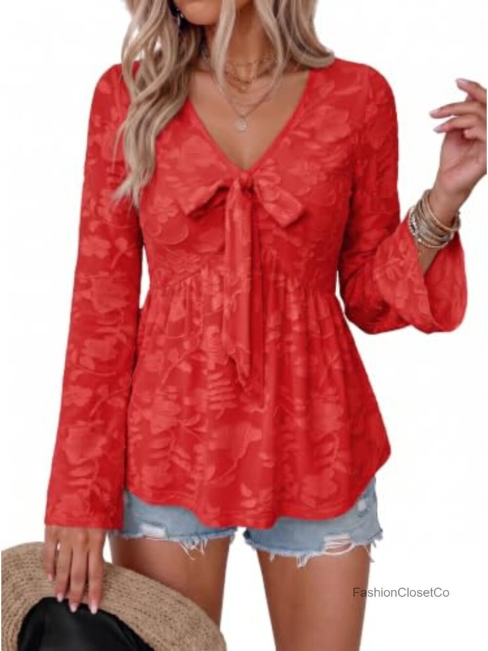 Dokotoo Cute Long Bell Sleeve Peplum Babydoll Tops